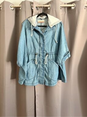 Anthropologie Pilcro Light Blue Denim Hooded Anorak Jacket